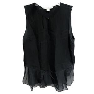 Diane VonFurstenberg Sheer Sleeveless Silk Alexandrie Blouse Size Small Ruffle